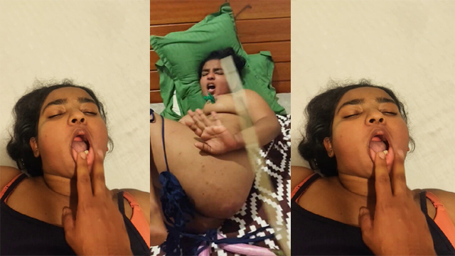 Chubby Wife Blowjob & Hard Fucked in Two Holes Using Brinjals